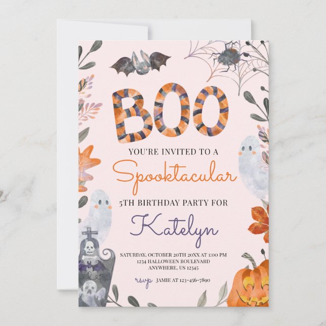 Invitation à la fête d'anniversaire d'Halloween av (Devant)