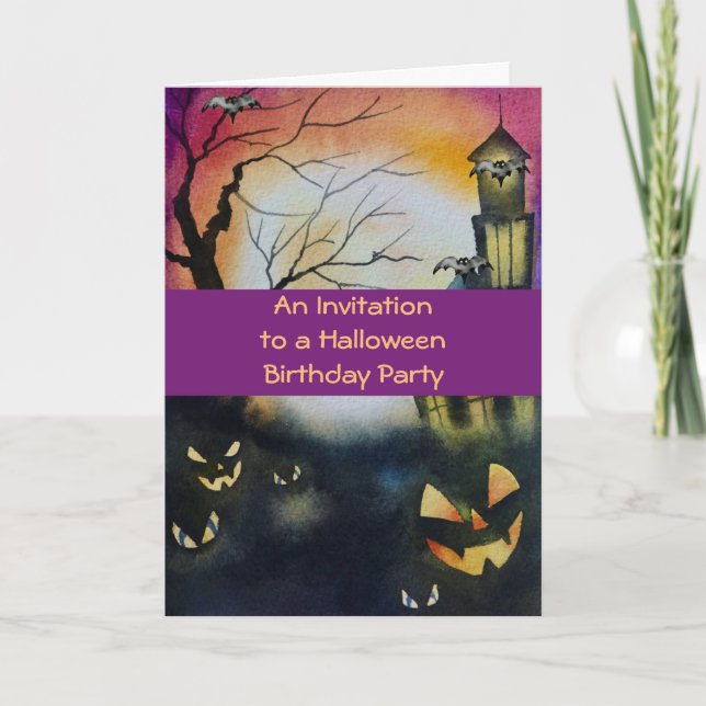 Invitation à la fête d'anniversaire d'Halloween po (Devant)