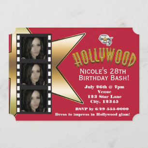 Invitation à la fête d'anniversaire d'Hollywood RE