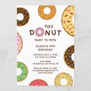 Invitation à la fête d'anniversaire Donut