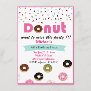 Invitation à la fête d'anniversaire Donut