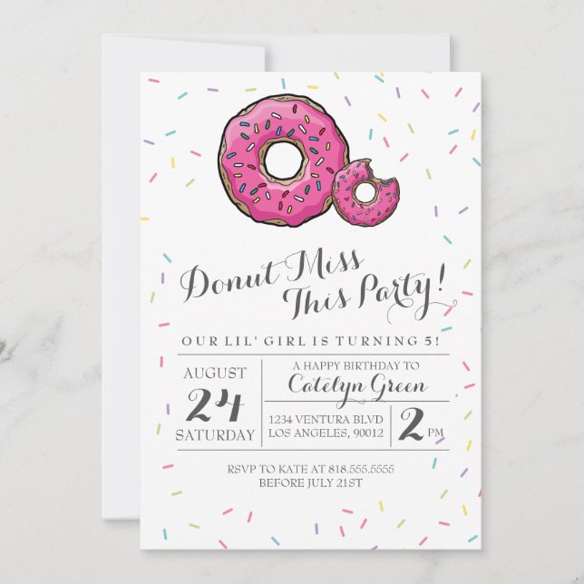 Invitation à la fête d'anniversaire Donut (Devant)