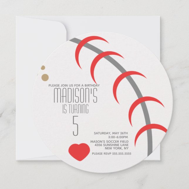 Invitation à la fête d'anniversaire du baseball mo (Devant)