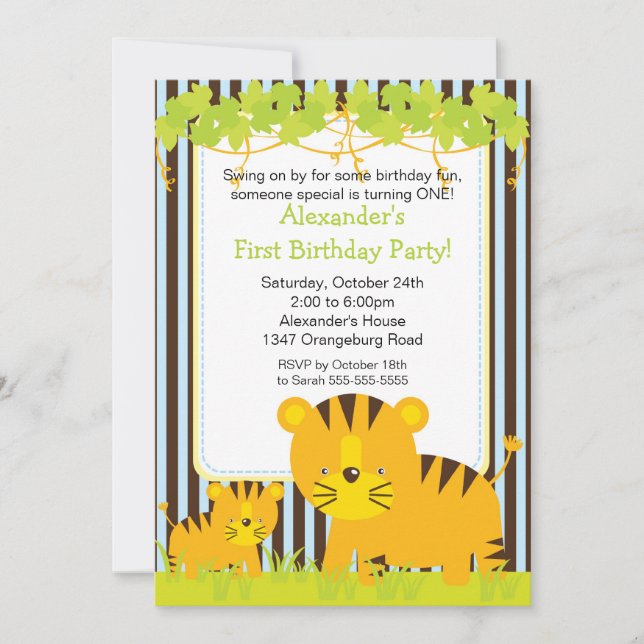 Invitation à la fête d'anniversaire du bébé tigre  (Devant)