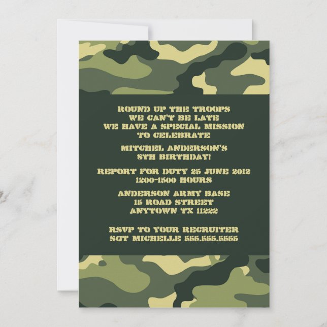 Invitation à la fête d'anniversaire du Camo de l'A (Devant)