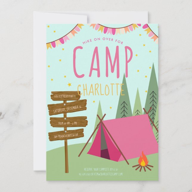 Invitation à la fête d'anniversaire du camping Pin (Devant)