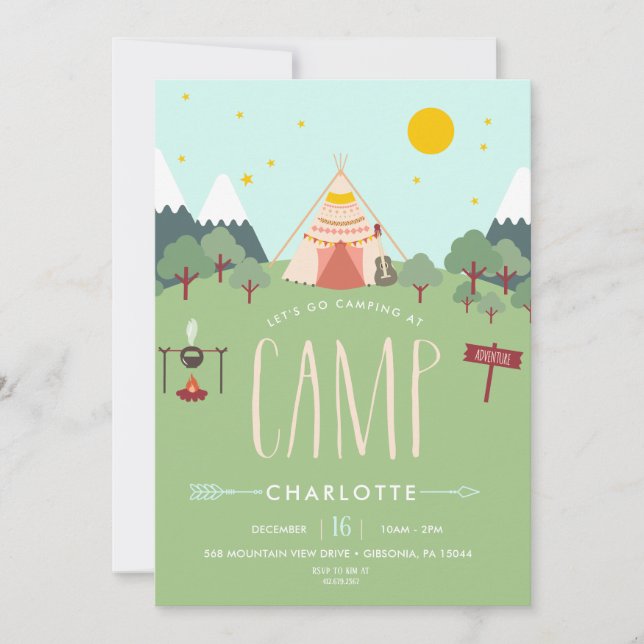 Invitation à la fête d'anniversaire du camping Pin (Devant)