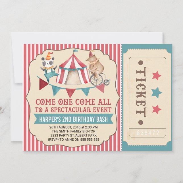 Invitation à la fête d'anniversaire du Cirque Vint (Devant)