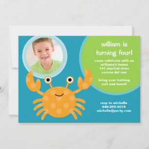 Invitation à la fête d'anniversaire du crabe
