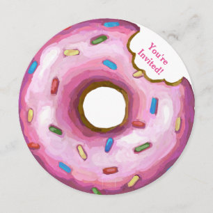 Invitation à la fête d'anniversaire du Donut rose