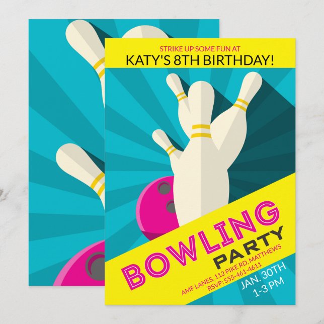 Invitation à la fête d'anniversaire du Girl's Bowl (Devant / Derrière)