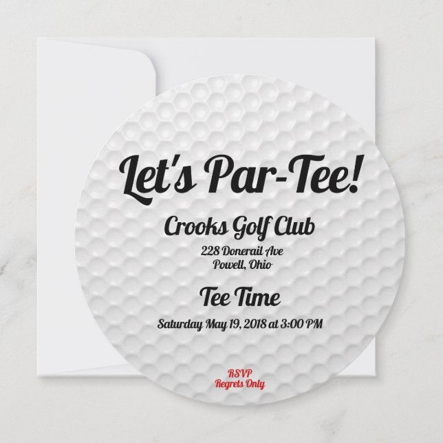 Invitation à la fête d'anniversaire du Golf Ball (Dos)