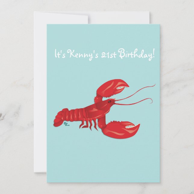 Invitation à la fête d'anniversaire du homard (Devant)
