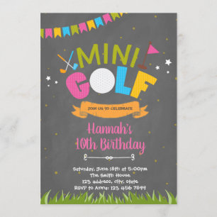 Invitation à la fête d'anniversaire du mini-golf