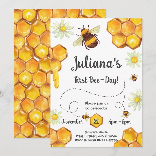 Invitation à la fête d'anniversaire du premier jou (Devant / Derrière)