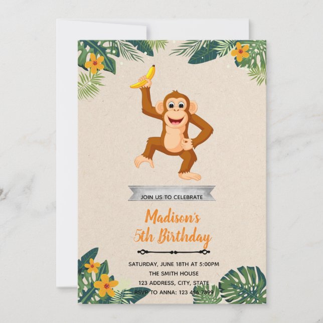 Invitation à la fête d'anniversaire du singe d'Haw (Devant)