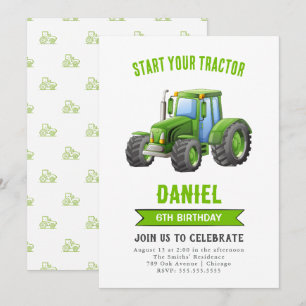 Invitation à la fête d'anniversaire du tracteur