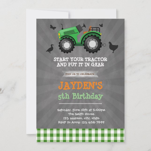 Invitation à la fête d'anniversaire du tracteur ve (Devant)
