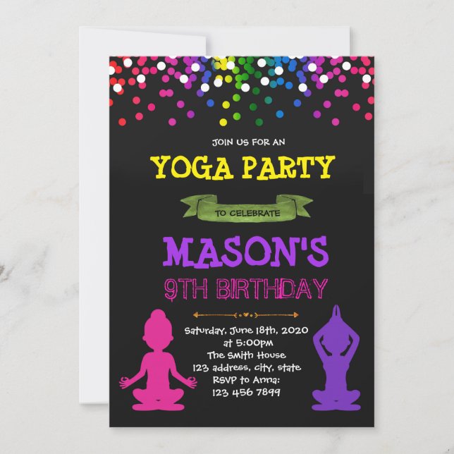 Invitation à la fête d'anniversaire du yoga (Devant)