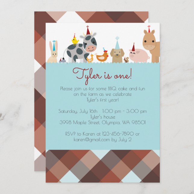 Invitation à la fête d'anniversaire d'un animal de (Devant / Derrière)