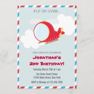 Invitation à la fête d'anniversaire d'un hélicoptè