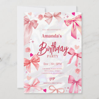 Invitation à la fête d'anniversaire Elegant Pink B