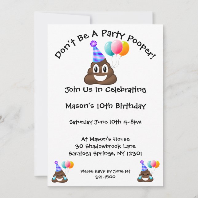 Invitation à la fête d'anniversaire Emoji (Devant)