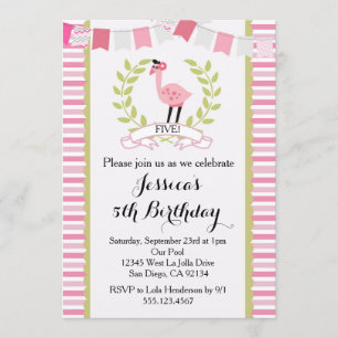 Invitation à la fête d'anniversaire Flamant rose