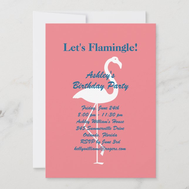 Invitation à la fête d'anniversaire Flamingle - Co (Devant)