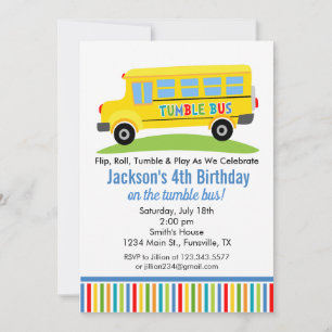 Invitation à la fête d'anniversaire Fun Tumble Bus