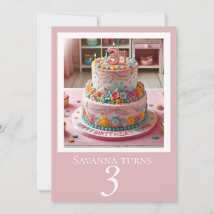 INVITATION À LA FÊTE D'ANNIVERSAIRE GÂTEAU DÉCORAT