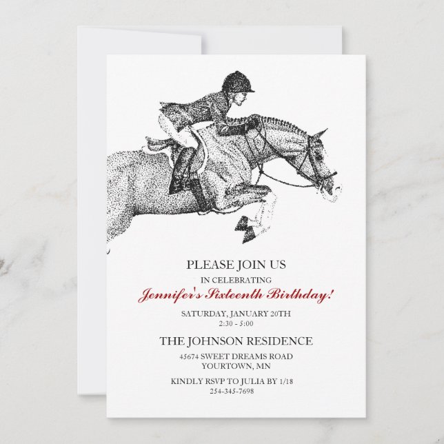 Invitation à la fête d'anniversaire Hunter Pony (Devant)