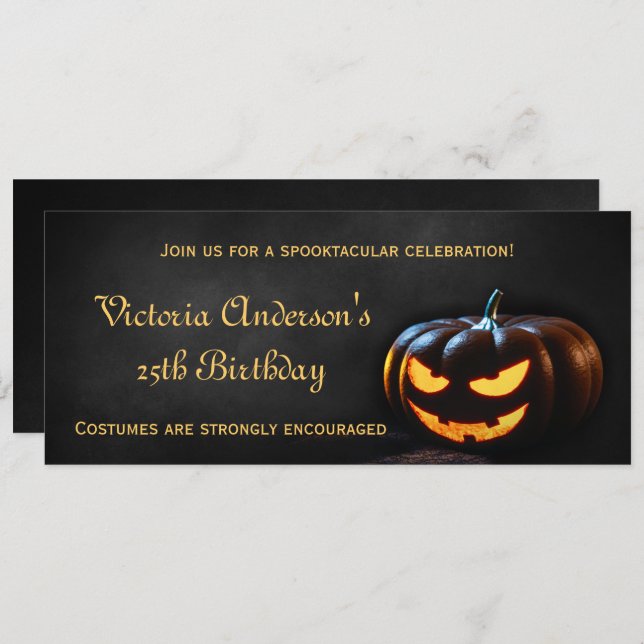 Invitation à la fête d'anniversaire Jack-O-Lantern (Devant / Derrière)