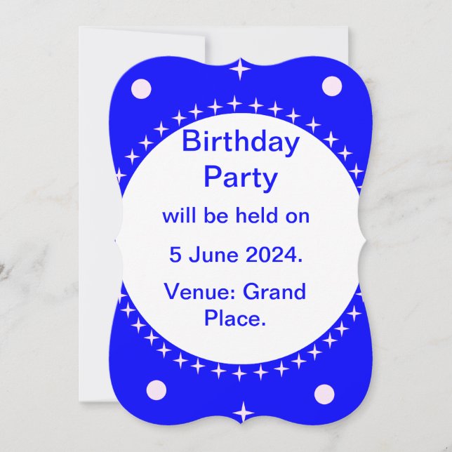 Invitation à la fête d'anniversaire. Joyeux annive (Devant)