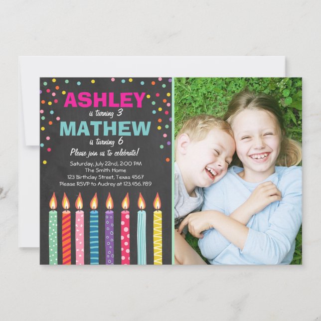 Invitation à la fête d'anniversaire jumelle Twins  (Devant)