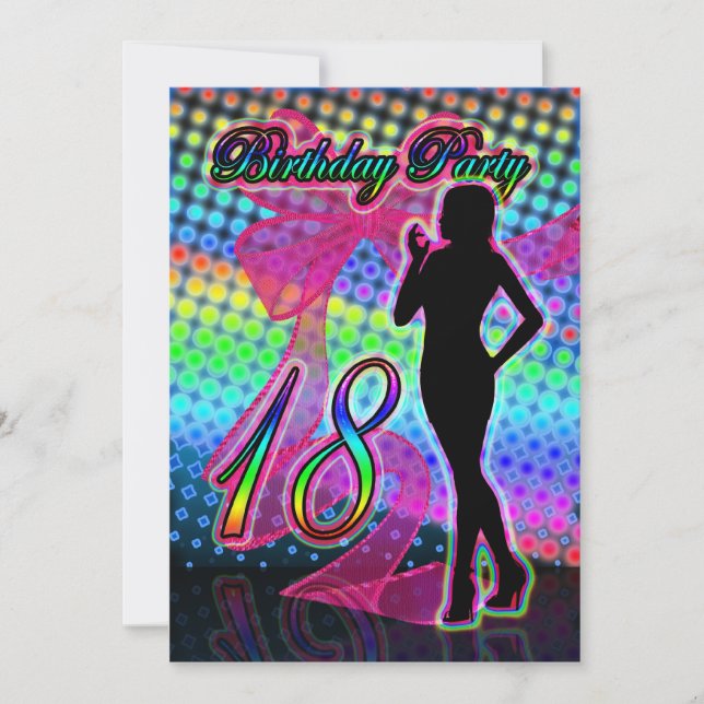 Invitation à la fête d'anniversaire, Neon with Fem (Devant)