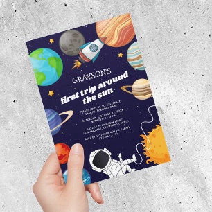 Invitation à la fête d'anniversaire Outer Space 1s