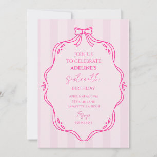 Invitation à la fête d'anniversaire Pink Coquette