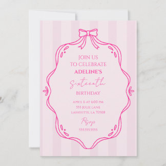 Invitation à la fête d'anniversaire Pink Coquette