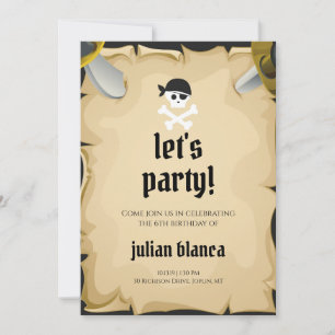 Invitation à la fête d'anniversaire pirate Let's P