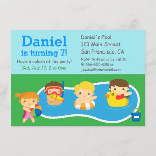 Invitation à la fête d'anniversaire Piscine Splash