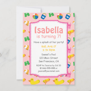 Invitation à la fête d'anniversaire Piscine Splash