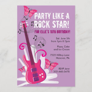 Invitation à la fête d'anniversaire Pop Star