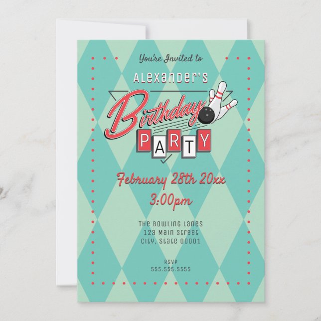 Invitation à la fête d'anniversaire Retro Logo Bow (Devant)