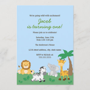 Invitation à la fête d'anniversaire Safari Jungle
