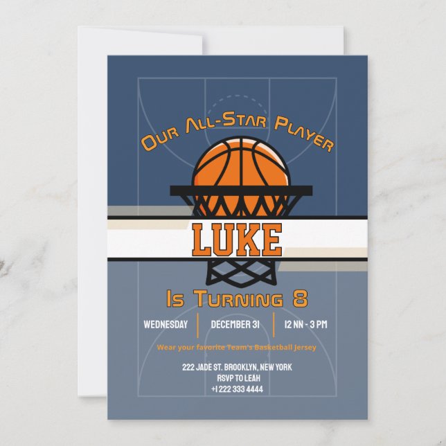 Invitation à la fête d'anniversaire Slam Dunk (Devant)