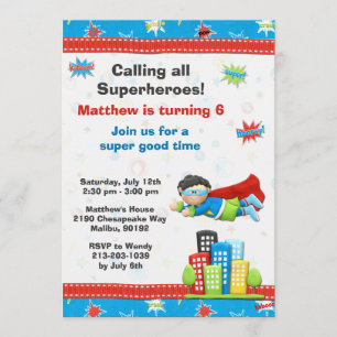Invitation à la fête d'anniversaire Superhero