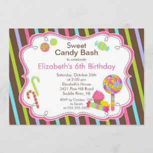 Invitation à la fête d'anniversaire Sweet Candy Ba