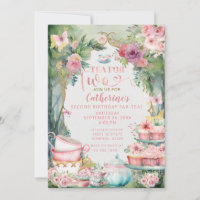 Invitation à la fête d'anniversaire "Thé pour deux