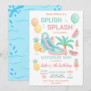 Invitation à la fête d'anniversaire Toboggan aquat